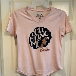 Barbie Light Pink 'Love Being Me' Graphic V-Neck Tee